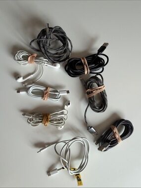 Mixed Charging & Audio Cables Bundle - Black, White, Gray